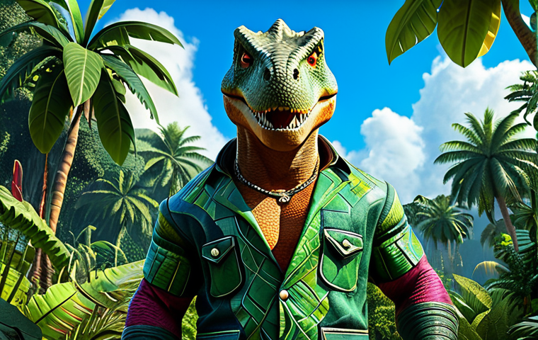 Rex the Leader**
"A professional illustration of Rex, the confident and brave Jojo Dino leader, fully clothed in appropriate, stylized dinosaur attire, standing heroically in a lush, vibrant prehistoric jungle with clear skies, safe for work, perfect anatomy, correct proportions, family-friendly, high-quality rendering, dynamic pose."
**