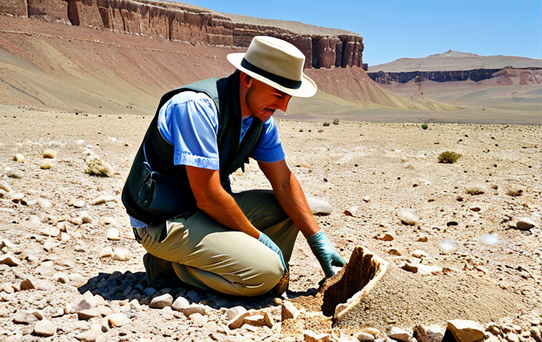 고고다이노와 공룡 생태에 대한 지식 - Paleontologist in the Field**

"A paleontologist, fully clothed in appropriate field attire (khaki p...