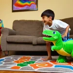 고고다이노로부터 영감을 받은 어린이들 이야기 - **Prompt 1: Creative Playtime Adventure**
    "A vibrant, eye-level shot of a joyful 7-year-old boy,...